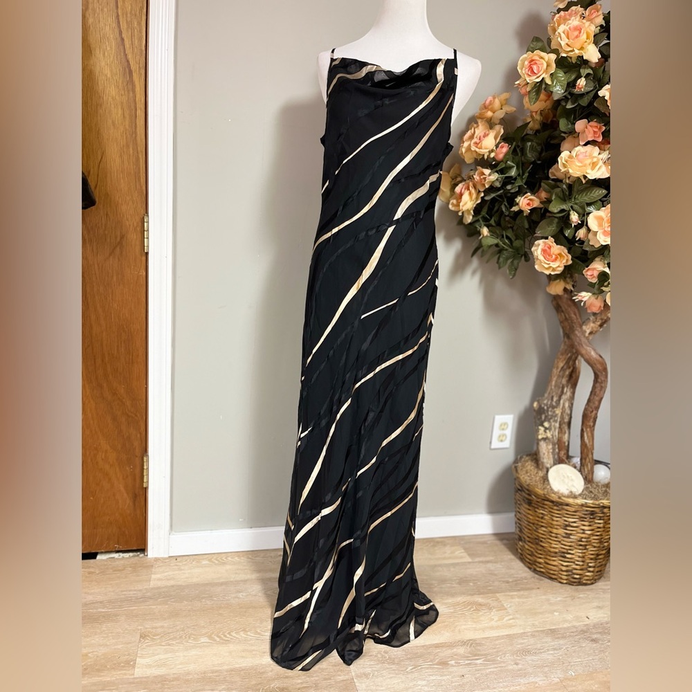 Blush Black and Tan Maxi Trumpet Dress